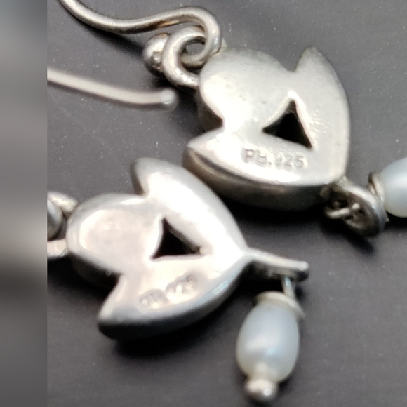 Unique Sterling Silver, Amethyst, Peridot, Moonstone, and Seed Pearl Earrings. - Picture 4 of 4